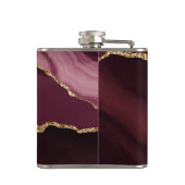 Burgundy Gold Agate Geode Gold Monogram Flachmann (Rückseite)