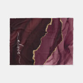 Burgundy Gold Agate Geode Gold Monogram Fleecedecke (Vorderseite (Horizontal))