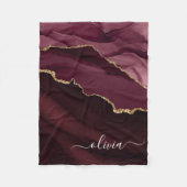 Burgundy Gold Agate Geode Gold Monogram Fleecedecke (Vorderseite)