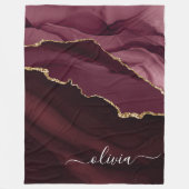 Burgundy Gold Agate Geode Gold Monogram Fleecedecke (Vorderseite)