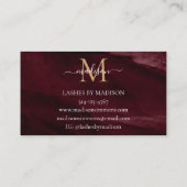 Burgundy Gold Agate Geode Monogram Girl Script Visitenkarte (Rückseite)