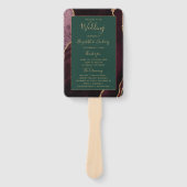 Burgundy Gold Agate Green Wedding Program Fächer (Vorderseite)