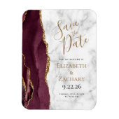 Burgundy Gold Agate Marble Save the Date Magnet (Vertikal)