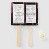 Burgundy Gold Agate Marble Wedding Program Fächer (Vorne und Hinten)