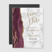 Burgundy Gold Agate Marmor Magnetic Save the Date Magnetkarte (Vorne/Hinten)