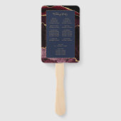 Burgundy Gold Agate Navy Blue Wedding Program Fächer (Rückseite)