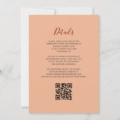 Burgundy Gold Agate Peach QR Code Hochzeit Einladung (Rückseite)