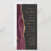 Burgundy Gold Agate Script Dark Wedding Program (Vorderseite)