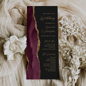 Burgundy Gold Agate Script Dark Wedding Program