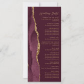 Burgundy Gold Agate Script Wedding Programm (Rückseite)