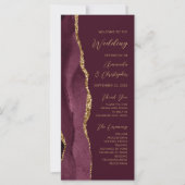 Burgundy Gold Agate Script Wedding Programm (Vorderseite)