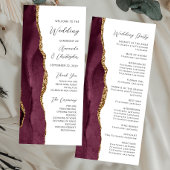 Burgundy Gold Agate Script Wedding Programm