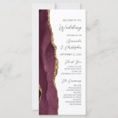 Burgundy Gold Agate Script Wedding Programm (Vorderseite)