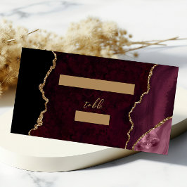 Burgundy Gold Agate Script Wedding Table Platzkarte