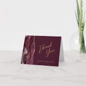 Burgundy Gold Agate Script Wedding Vielen Dank Karte (Vorderseite)