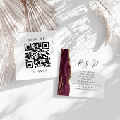 Burgundy Gold Agate Wedding QR Code UAWG Begleitkarte