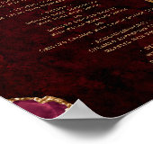Burgundy Gold Agate Wedding Table Menü Poster (Ecke)