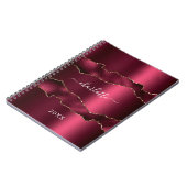 Burgundy Gold Age Marmornamenskript Notizblock (Linke Seite)