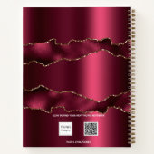 Burgundy Gold Age Marmornamenskript Notizblock (Rückseite)