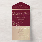 Burgundy Gold All-in-One-Hochzeit-Einladung All In One Einladung (Innen Boden)