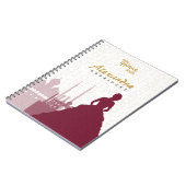 Burgundy & Gold Arabian Quinceañera Notebook Notizblock (Linke Seite)