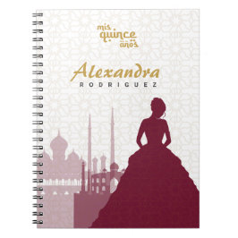 Burgundy & Gold Arabian Quinceañera Notebook Notizblock