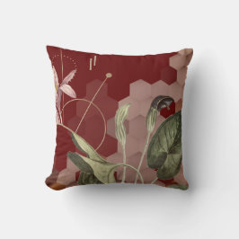 Burgundy & Gold Artistic Floral Ombre Hexagon Kissen
