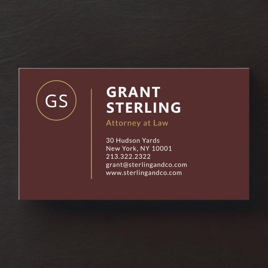 Burgundy Gold Attorney at Law Visitenkarte