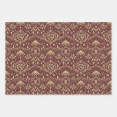 Burgundy Gold Baroque Christmas Ornament Pattern Geschenkpapier Set (Vorderseite 3)