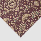 Burgundy Gold Baroque Christmas Ornament Pattern Seidenpapier (Ausschnitt)