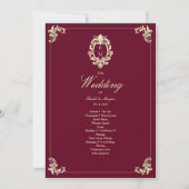 Burgundy Gold Baroque Wedding Ceremony Program (Vorderseite)