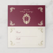 Burgundy Gold Baroque Wedding Platzkarte (Außenseite Aufgefaltet)