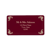 Burgundy Gold Baroque Wedding Return Address Adressaufkleber (Vorne)