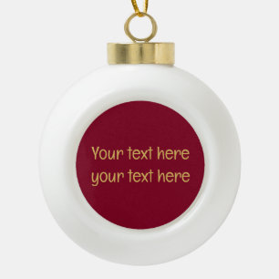 Burgundy Gold Beruflich Trendy Minimalistisch Text Keramik Kugel-Ornament
