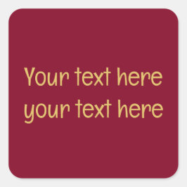 Burgundy Gold Beruflich Trendy Minimalistisch Text Quadratischer Aufkleber