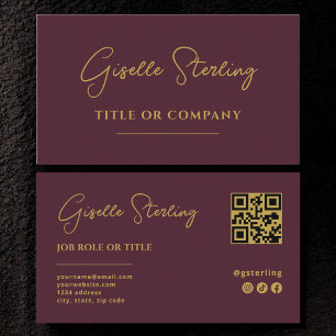 Burgundy Gold Beruflicher Firmenskriptcode QR Visitenkarte