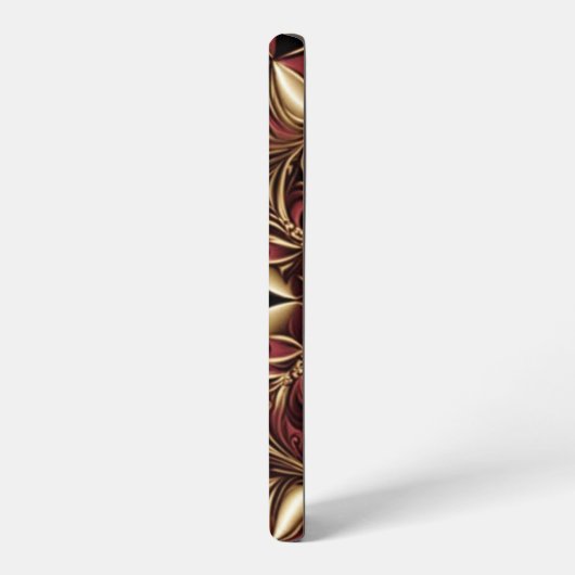 Burgundy Gold Black Damask Blume Samsung Galaxy Hülle (Linke Seite)