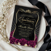 Burgundy Gold Black Quinceñera Einladung