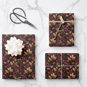 Burgundy Gold Black Wedding Brautparty Geburtstag Geschenkpapier Set