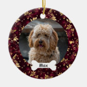 Burgundy Gold Blätter Custom Pet Puppy Dog Foto Keramik Ornament (Vorne)