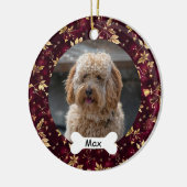 Burgundy Gold Blätter Custom Pet Puppy Dog Foto Keramik Ornament (Links)