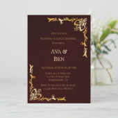 Burgundy Gold Blüh Wedding Couples Dusche Einladung (Stehend Vorderseite)