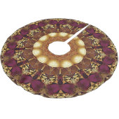 Burgundy Gold Blume Holiday Tree Skirt Polyester Weihnachtsbaumdecke (Schrägansicht)