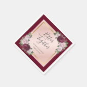 Burgundy Gold Blush Bloral Wedding Napkins Serviette (Ecke)