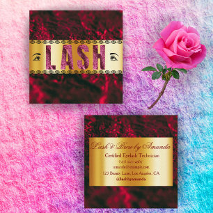 Burgundy Gold Bold Lash Tech Minimalistisches Desi Quadratische Visitenkarte