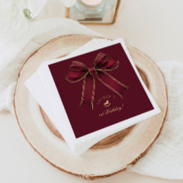 Burgundy Gold Bow Rocking Horse Luxury Geburtstag Serviette