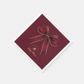 Burgundy Gold Bow Rocking Horse Luxury Serviette (Ecke)