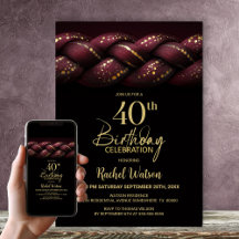 Burgundy Gold Braid 40. Geburtstag Party