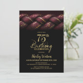 Burgundy Gold Braid 75. Geburtstagsparty Einladung (Stehend Vorderseite)