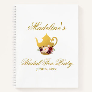 Burgundy Gold Brautparty Tee Party Geschenkliste Notizblock